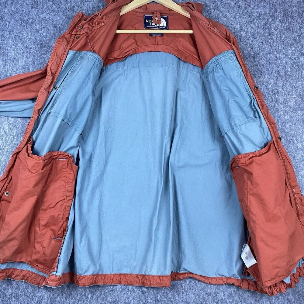 Vtg The North Face Men's Heritage Windbreaker Rust/Blue Colorblock Cotton Sz XL